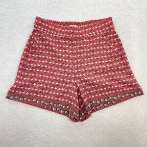NWT Max Studio Geometric Print Elastic Waist Orange Pockets Shorts Size Large
